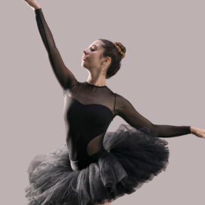 Ballerina elegante con maillot y tutu negros.